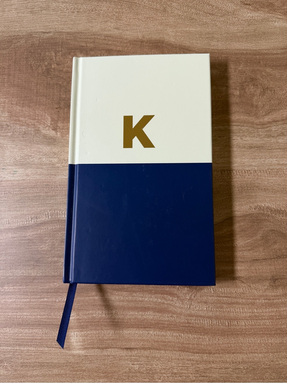kate spade Navy and Cream Hardcover Notebook with Gold K